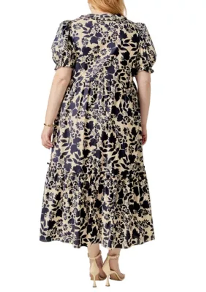 FLORAL PRINT TIERED MIDI DRESS