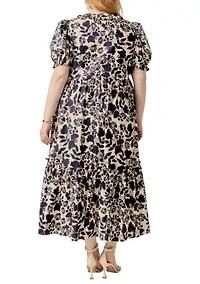 FLORAL PRINT TIERED MIDI DRESS