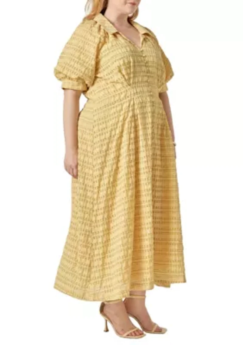 SEERSUCKER CHECK MIDI DRESS