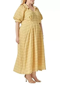 SEERSUCKER CHECK MIDI DRESS