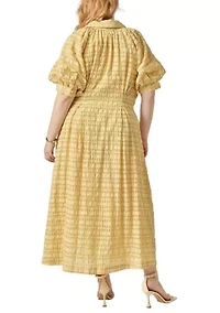 SEERSUCKER CHECK MIDI DRESS