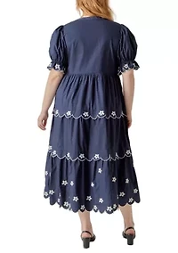 FLOWER EMBROIDERED MIDI DRESS