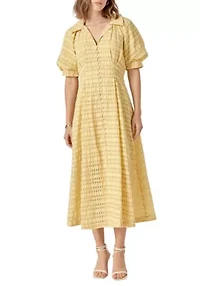 SEERSUCKER CHECK MIDI DRESS