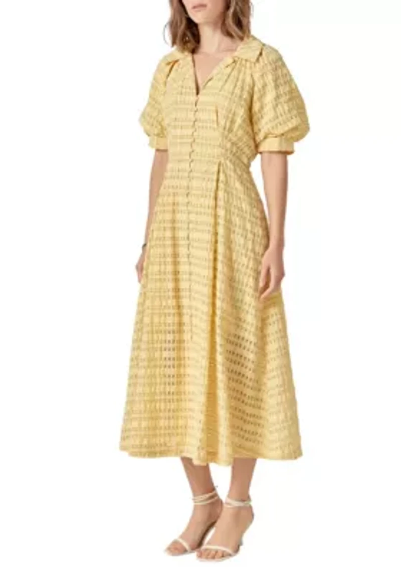 SEERSUCKER CHECK MIDI DRESS