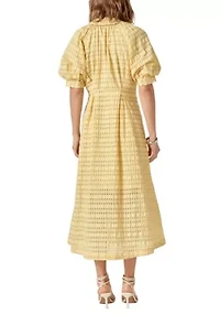 SEERSUCKER CHECK MIDI DRESS