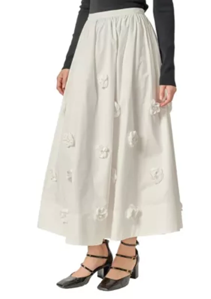 3D FLOWER MIDI SKIRT