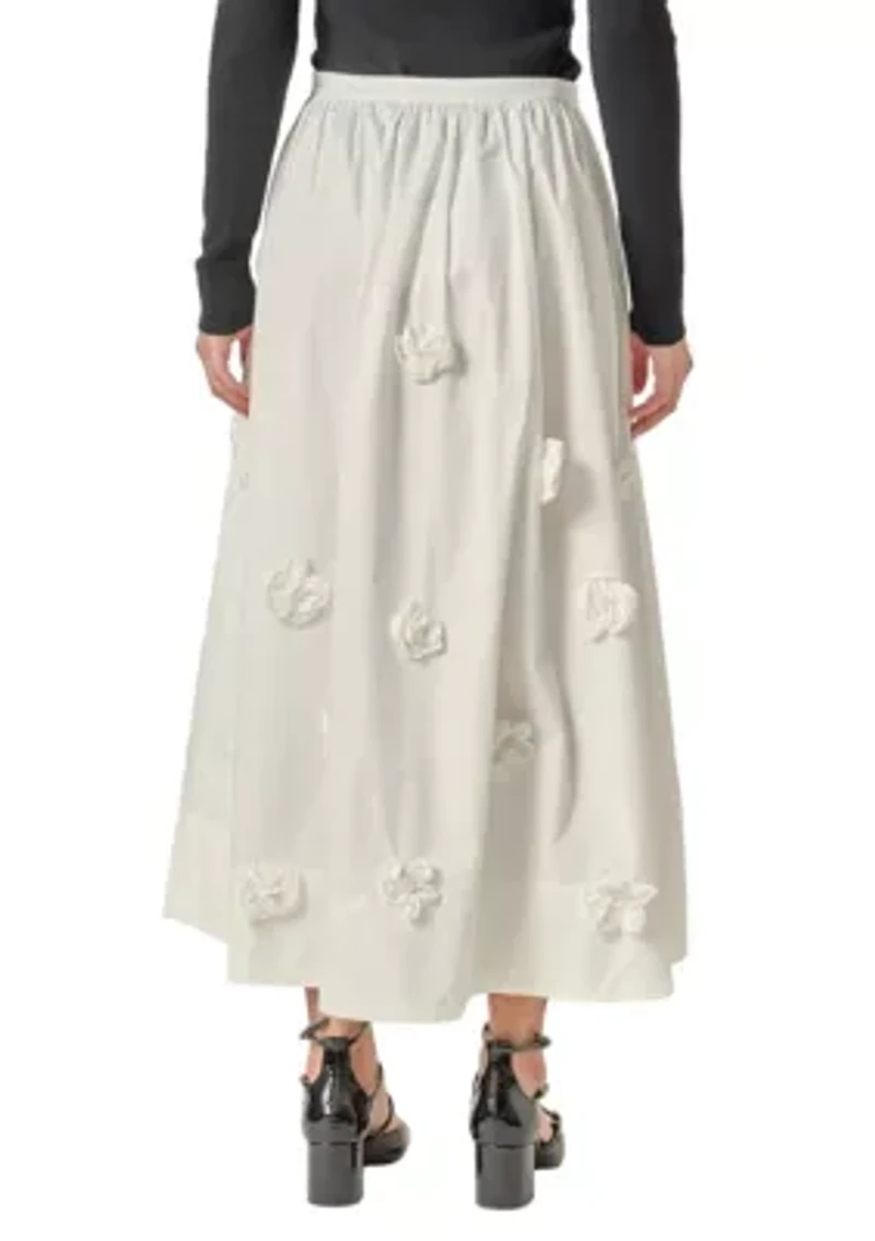 3D FLOWER MIDI SKIRT