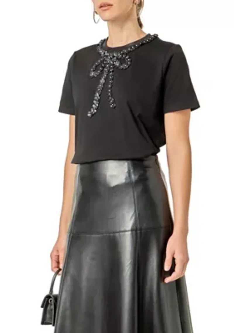 FLORAL BOW DETAIL TOP