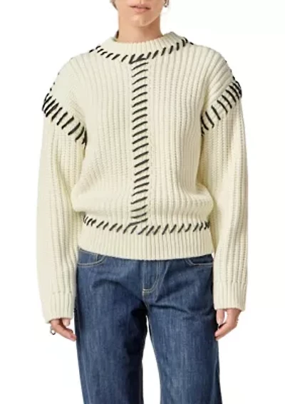 STITCH DETAILED CHUNKY CREW NECK KNIT