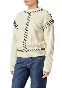 STITCH DETAILED CHUNKY CREW NECK KNIT