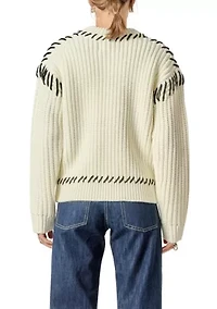 STITCH DETAILED CHUNKY CREW NECK KNIT