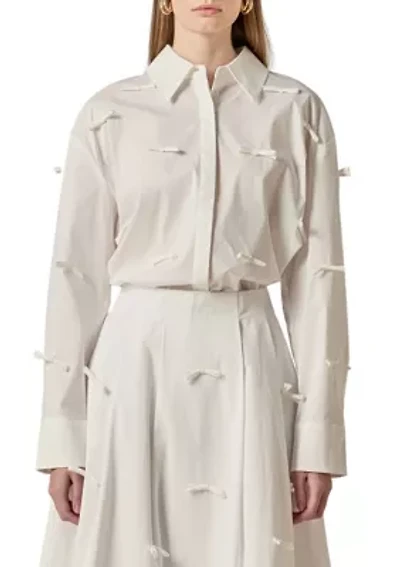 BOW DETAILED DROP SHOULDER SHIRT