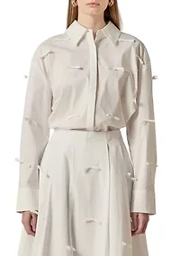 BOW DETAILED DROP SHOULDER SHIRT