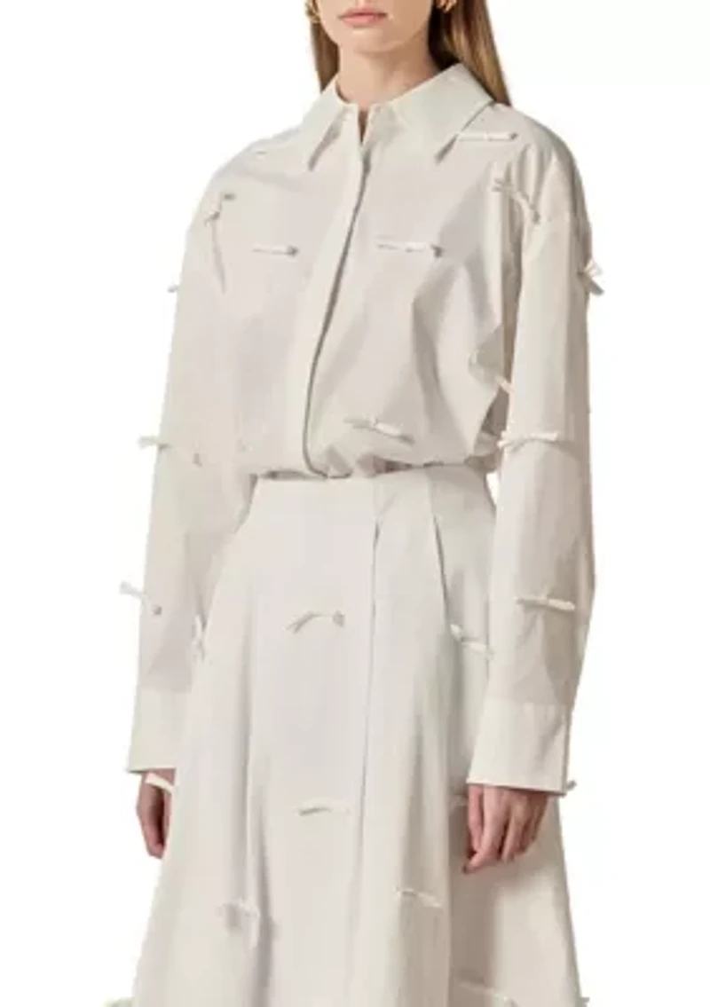 BOW DETAILED DROP SHOULDER SHIRT