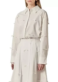 BOW DETAILED DROP SHOULDER SHIRT