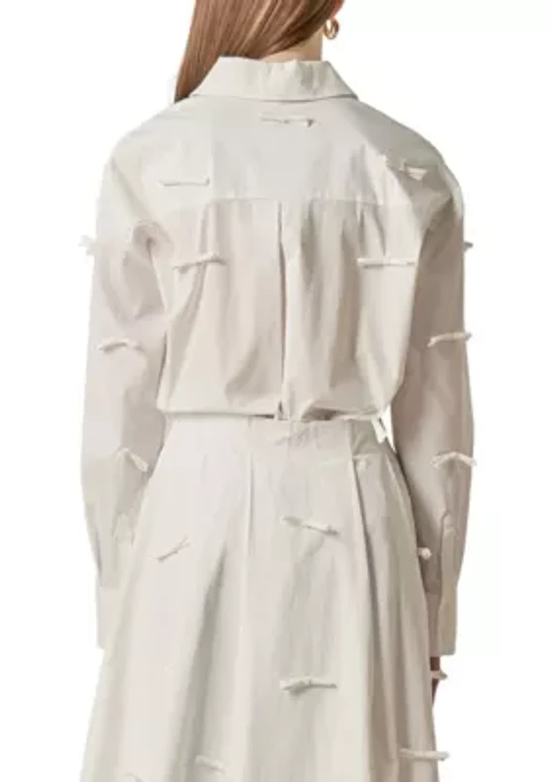 BOW DETAILED DROP SHOULDER SHIRT