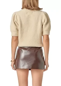 BOUCLE PUFF SLEEVE KNIT TOP