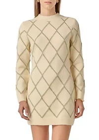 KNIT DRESS FEATURING A LUREX ARGYLE PATTERN