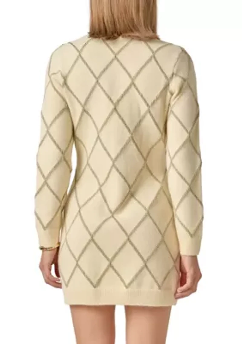 KNIT DRESS FEATURING A LUREX ARGYLE PATTERN