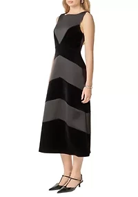 Velvet Satin Combo Maxi Dress