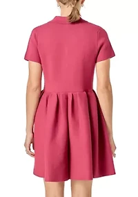 PEPLUM MINI KNIT DRESS WITH BIG BUTTON DETAILS