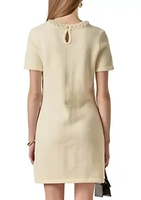 PEARL & RHINESTONE KEY HOLE KNIT MINI DRESS