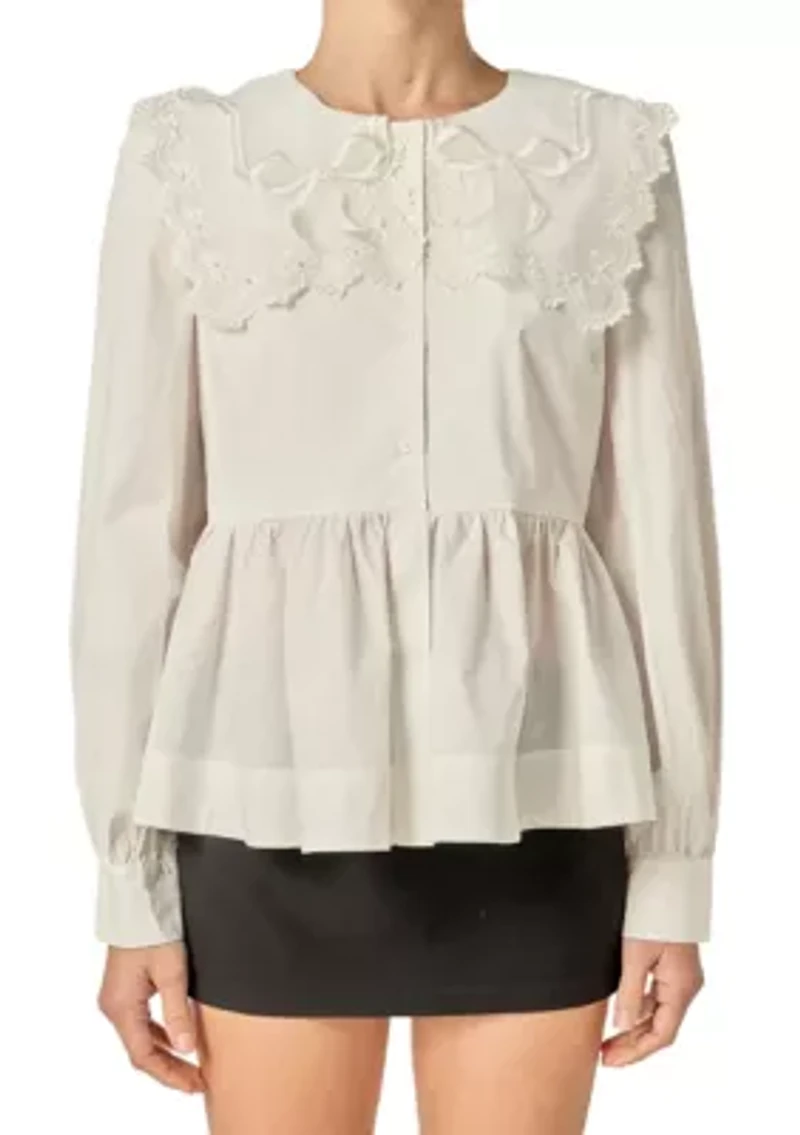 BIG COLLAR POPLIN SHIRT BLOUSE