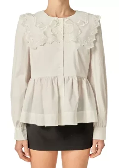 BIG COLLAR POPLIN SHIRT BLOUSE