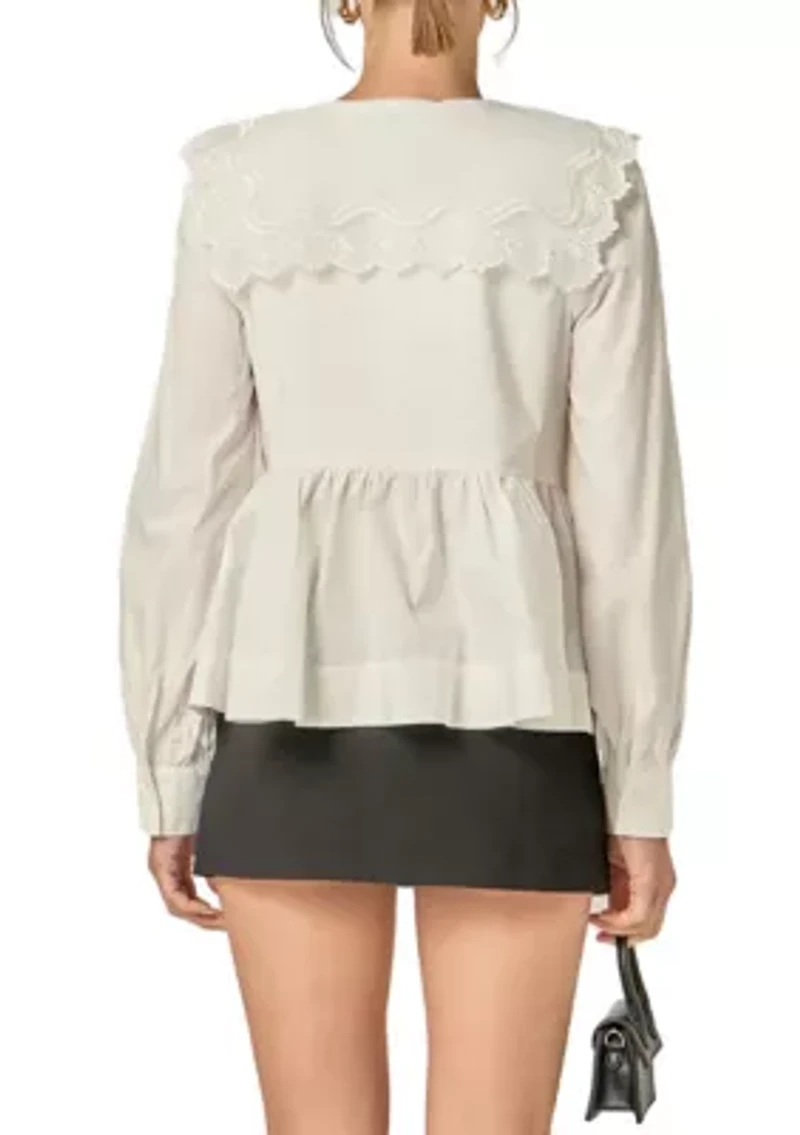 BIG COLLAR POPLIN SHIRT BLOUSE