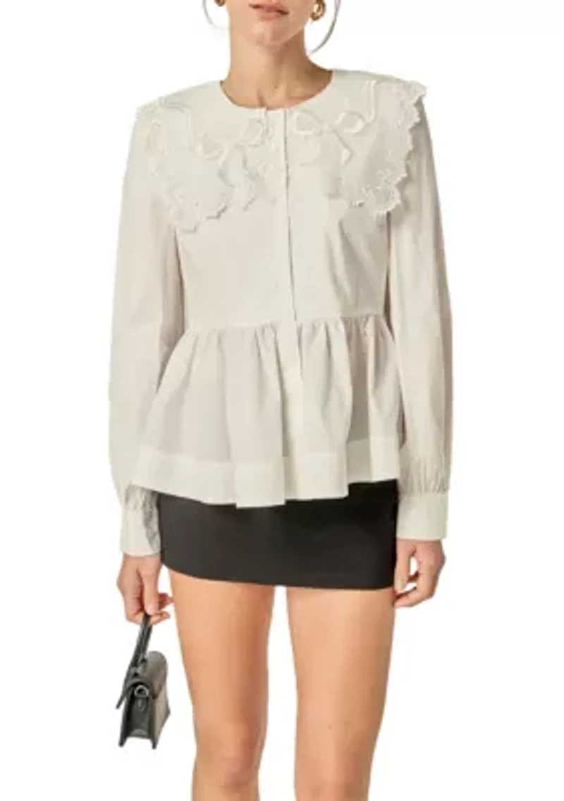 BIG COLLAR POPLIN SHIRT BLOUSE