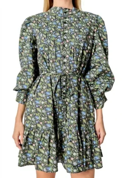 FLORAL PRINT PINTUCK SMOCK MINI DRESS