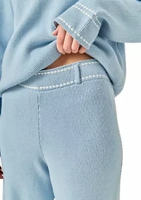 STITCH DETAILED KNIT LONG PANTS