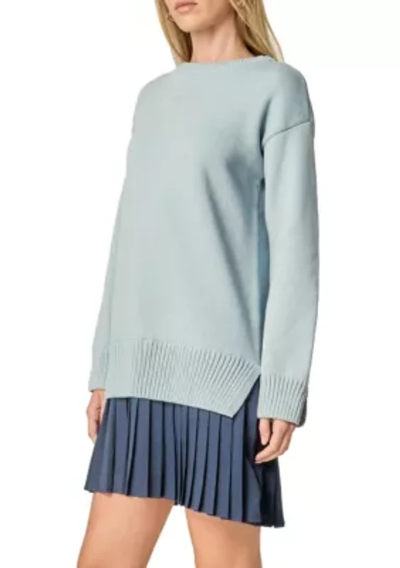 MIXED MEDIA PLEATED MINI DRESS