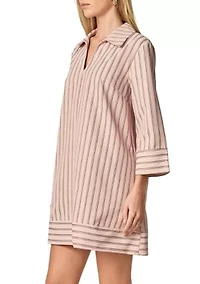 STRIPE COLLARED MINI DRESS