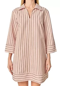 STRIPE COLLARED MINI DRESS