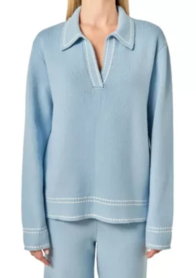 STITCH DETAILED POLO KNIT