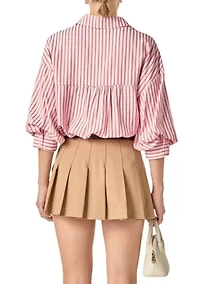 STRIPED BALLOON SLEEVE SHIRT