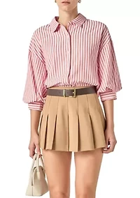 STRIPED BALLOON SLEEVE SHIRT