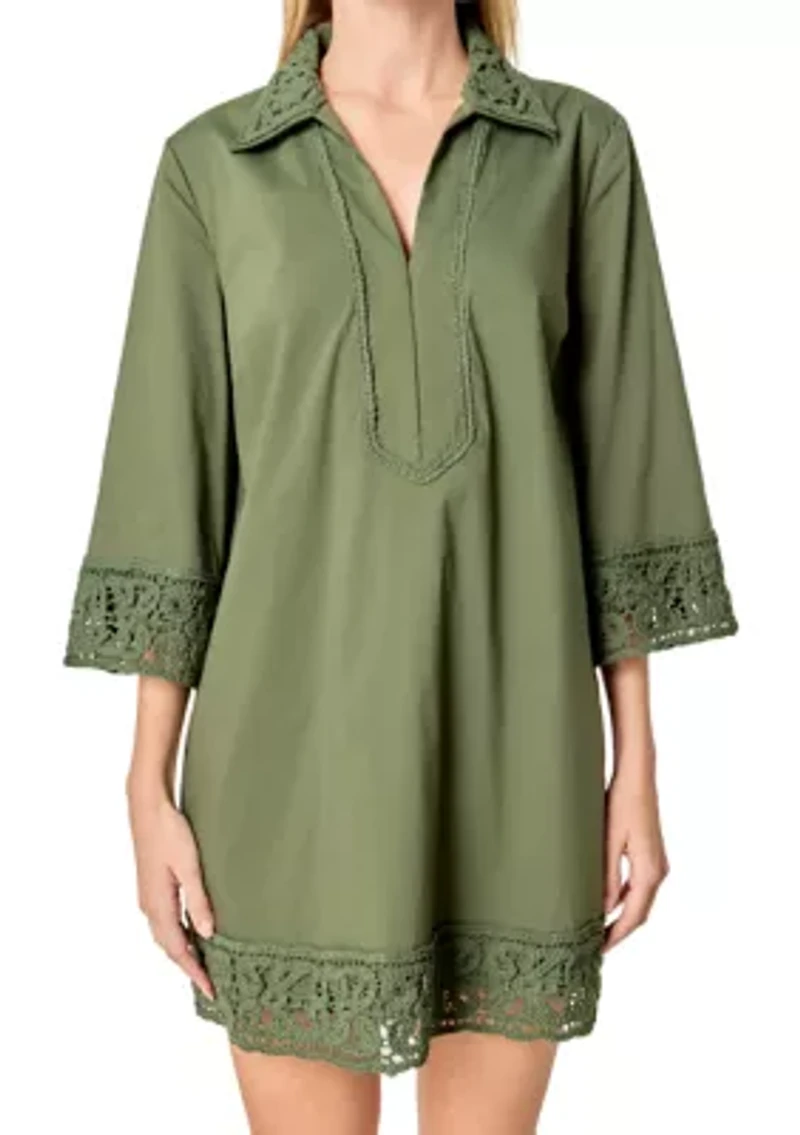 CROCHET ACCENT MINI DRESS