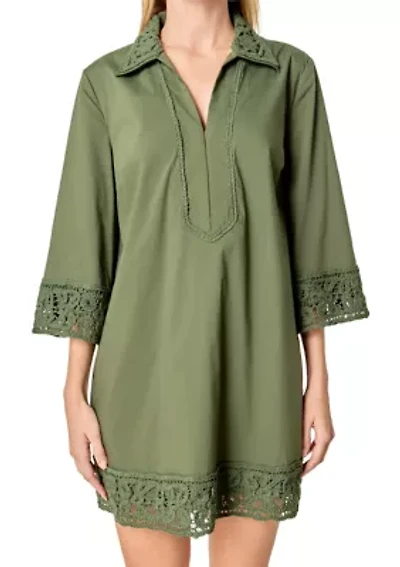 CROCHET ACCENT MINI DRESS