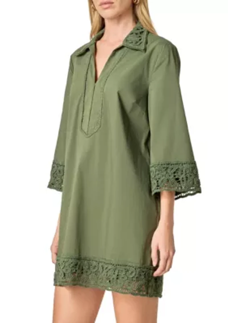 CROCHET ACCENT MINI DRESS