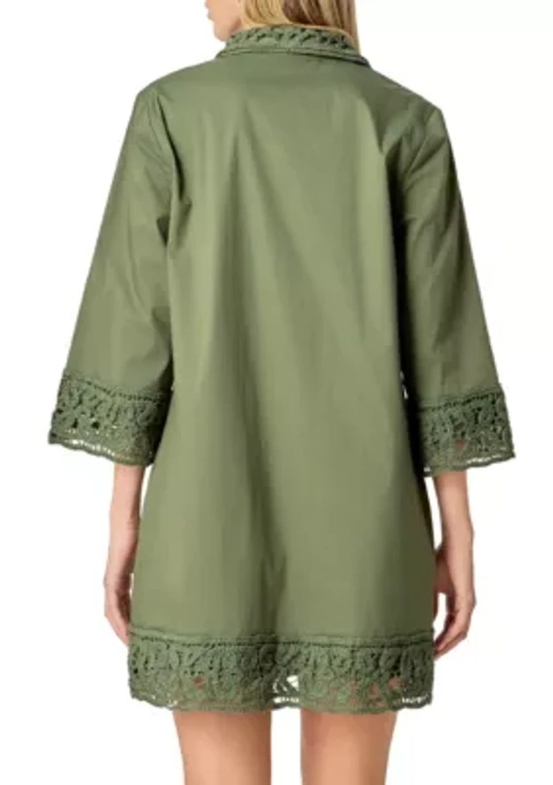 CROCHET ACCENT MINI DRESS