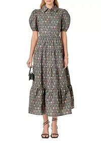 PRINT BUTTON UP MAXI DRESS