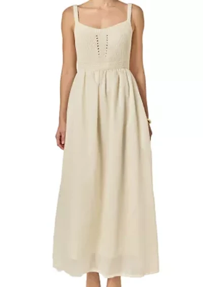 MIXED MEDIA SLEEVELESS MIDI DRESS