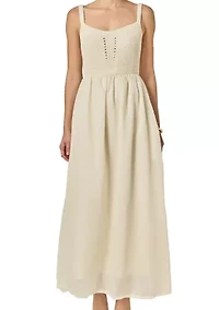 MIXED MEDIA SLEEVELESS MIDI DRESS