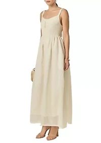 MIXED MEDIA SLEEVELESS MIDI DRESS