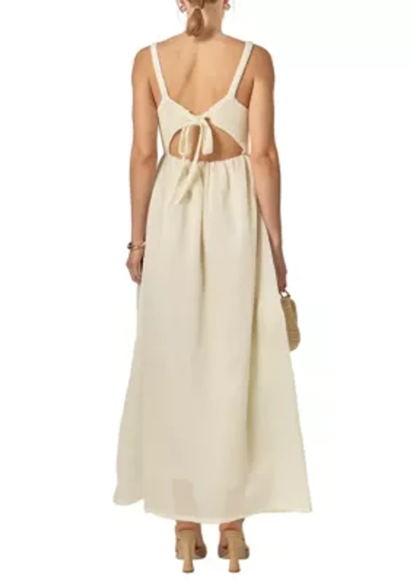 MIXED MEDIA SLEEVELESS MIDI DRESS