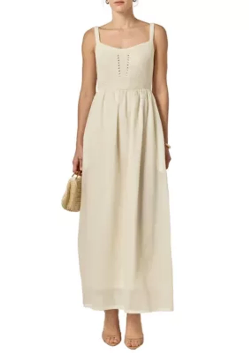 MIXED MEDIA SLEEVELESS MIDI DRESS