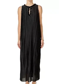 SLEEVELESS PLEATED MIDI DRESS WITH SEQUINS