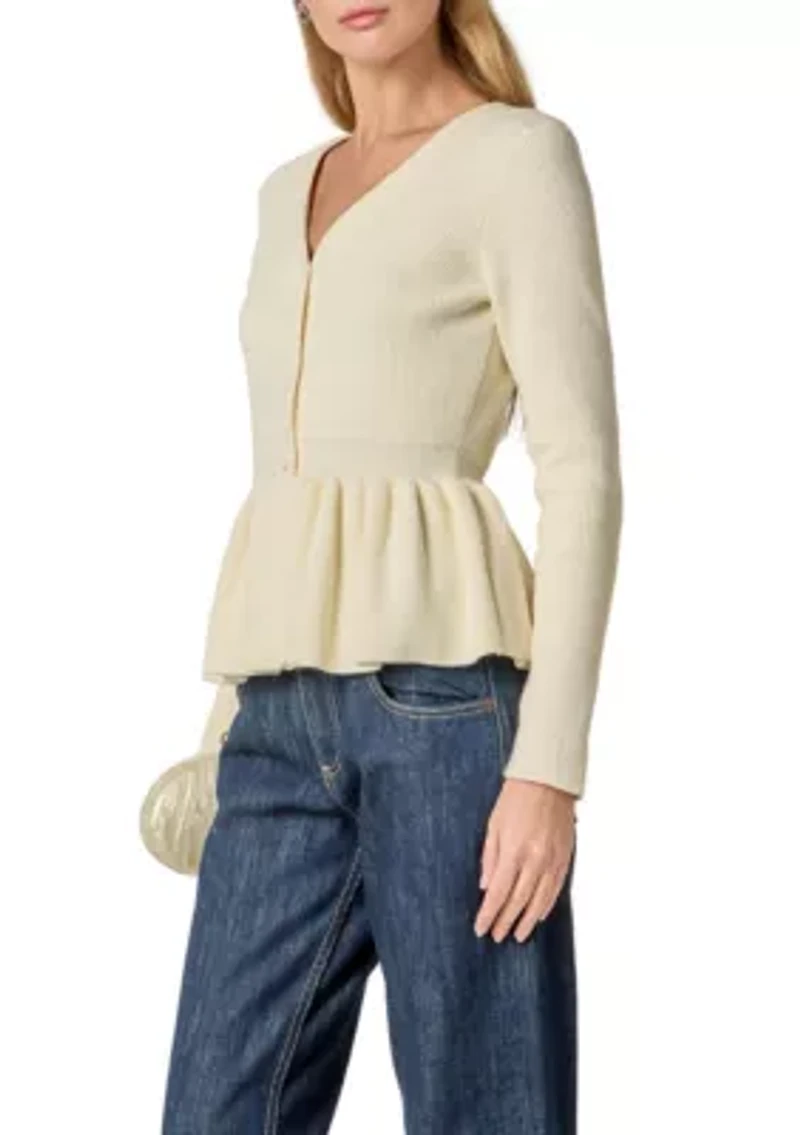 PEPLUM KNIT LONG SLEEVE VEST